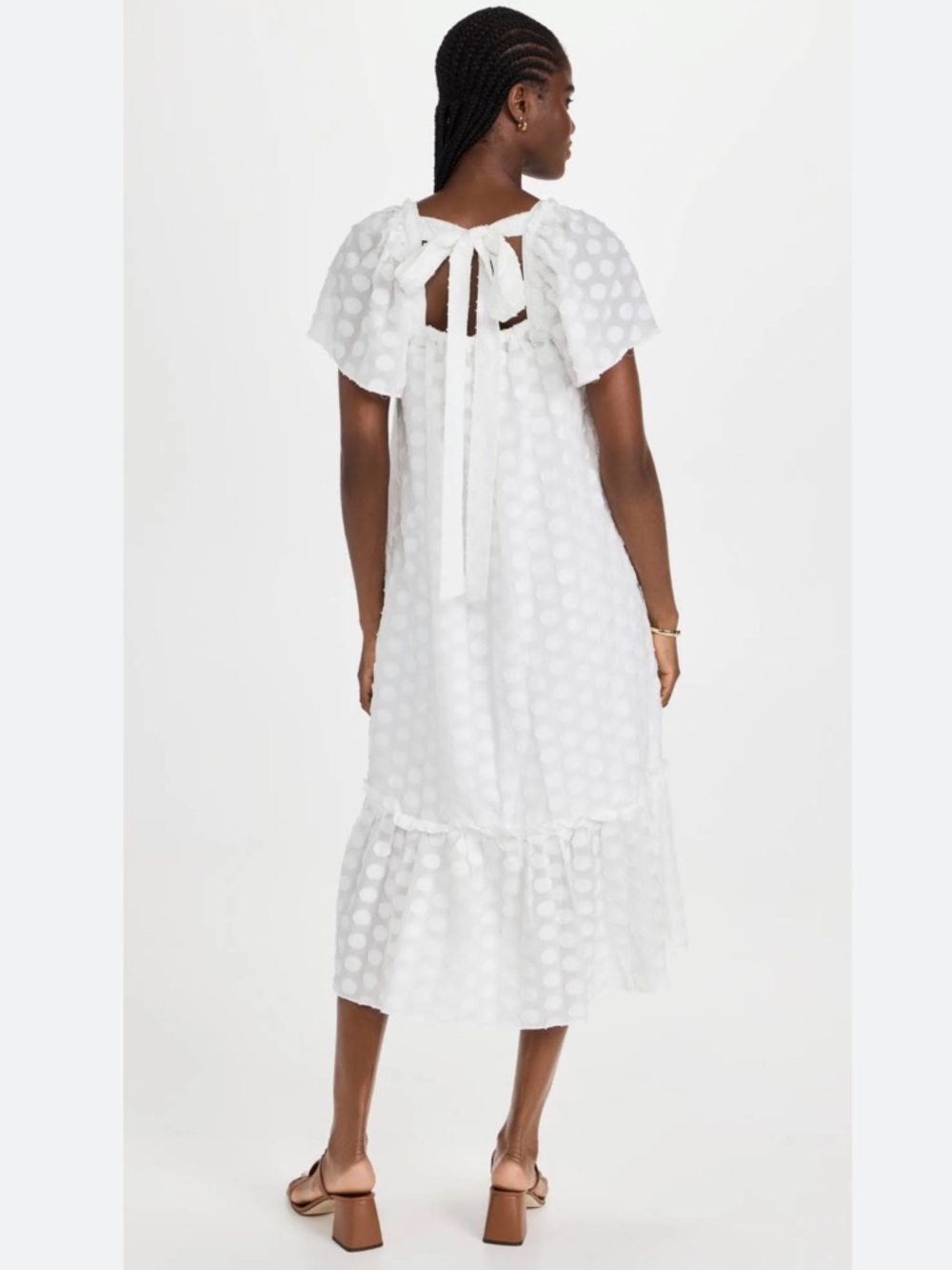 Club Monaco Flutter Sleeve Beach Robe Midi Dress White XS Women’s - Picture 3 of 14